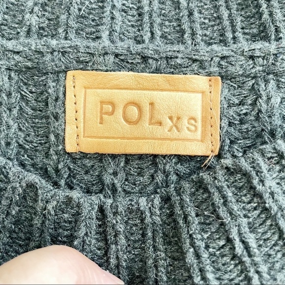 Pol Oversized Boho Slouchy Dark Gray and Cream Stripe Sweater Size XS - Picture 3 of 5